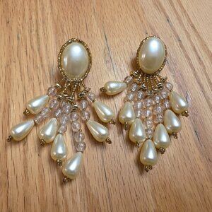 Etsy Vintage Faux Pearl Chandelier Earrings